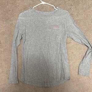 Gray Long Sleeve Shirt with Pink Logo